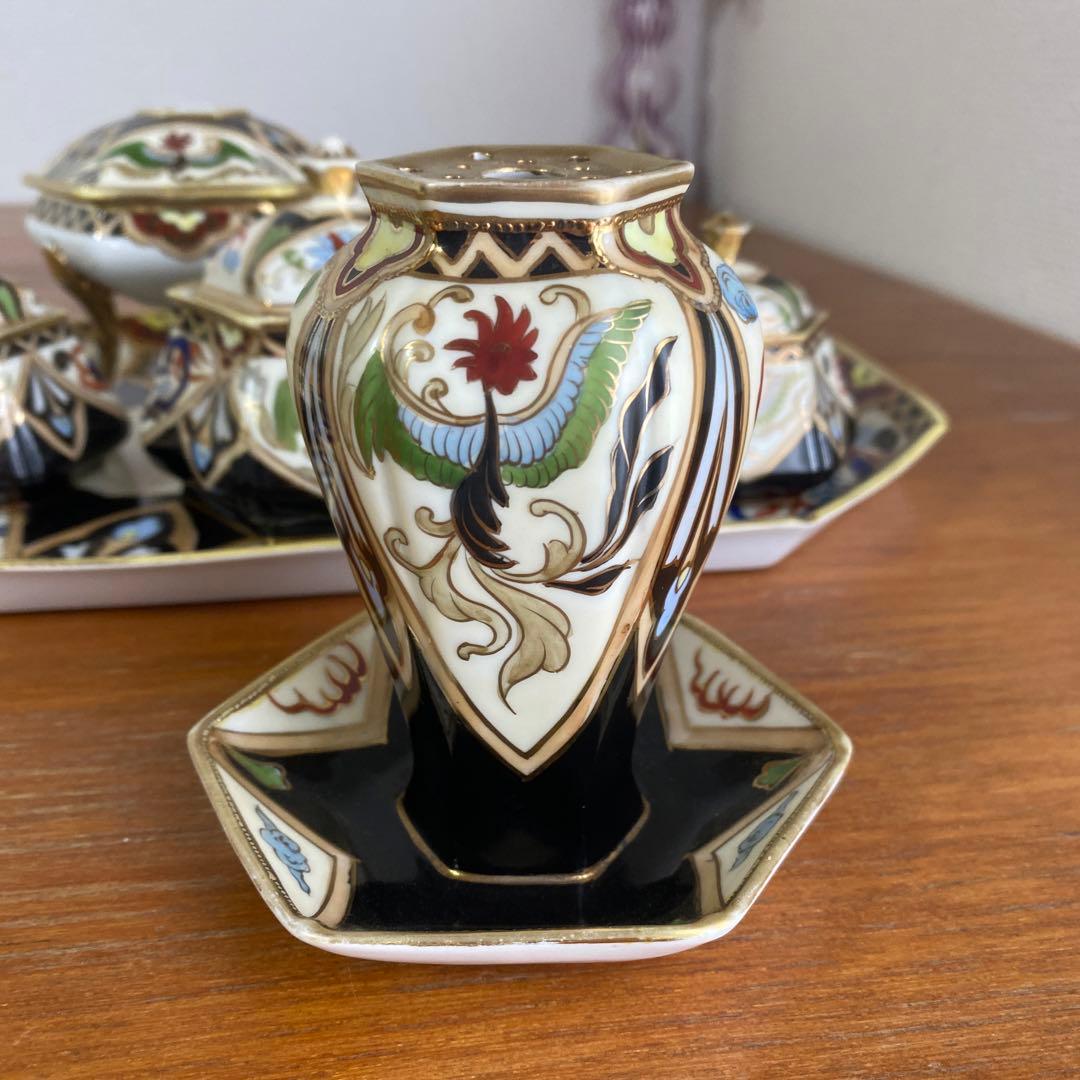 英国 里帰り オールドノリタケ ドレッシングテーブルセット マルキ印 金盛り