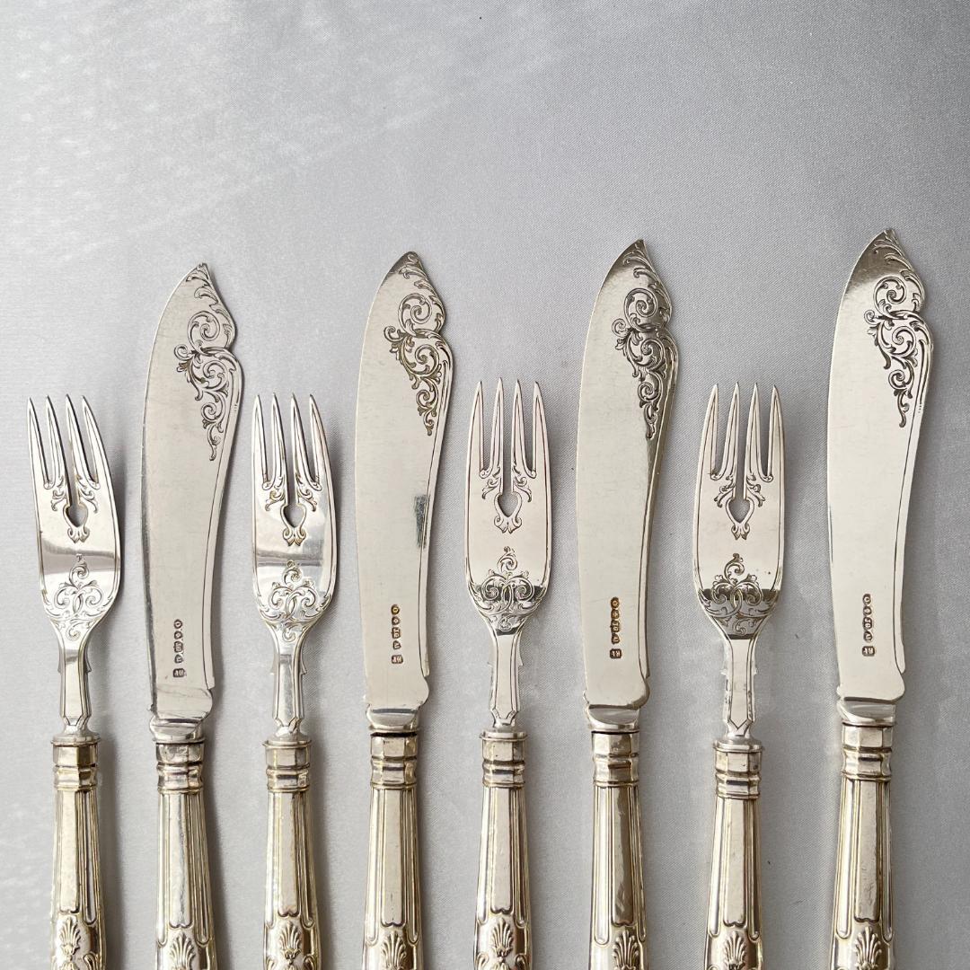 【John Gough】 キングスパターンのナイフ/フォーク 8本 豪奢！！