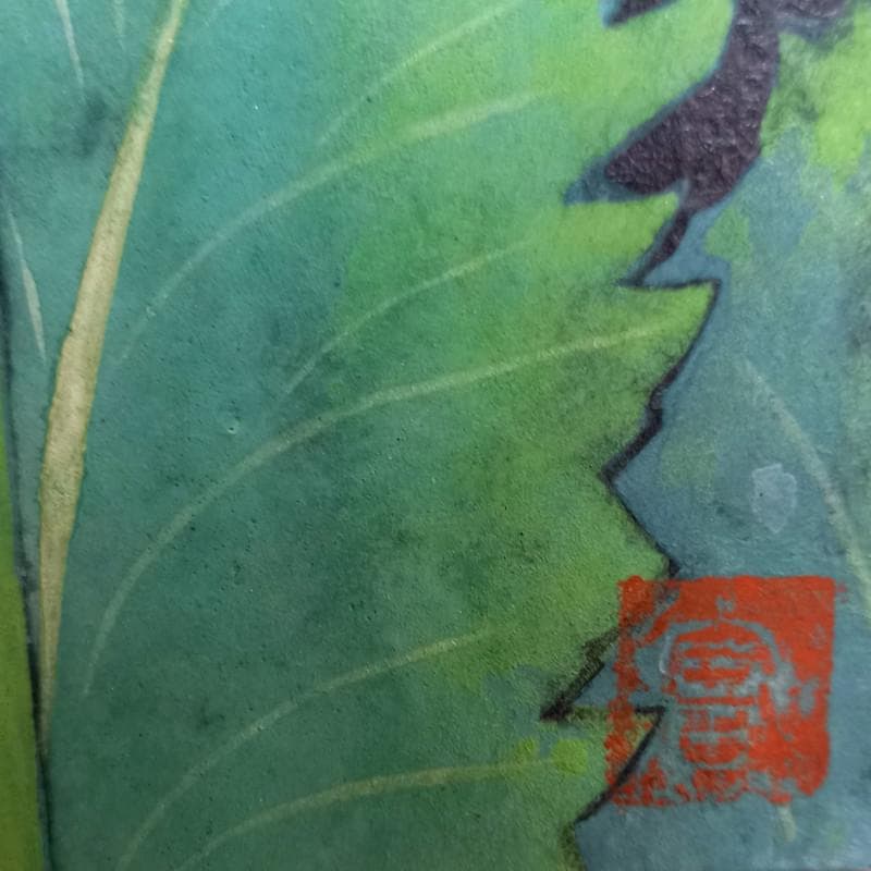 ☆黒川富士雄☆「芥子図」日本画 SM 印共シール　未使用額！