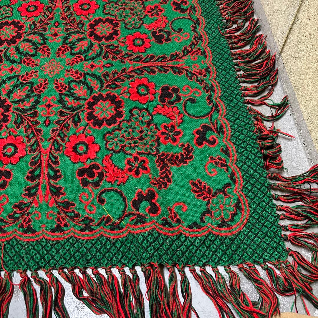 80s 昭和レトロ　アンティーク　アクリル　こたつ上掛　198×180 花柄