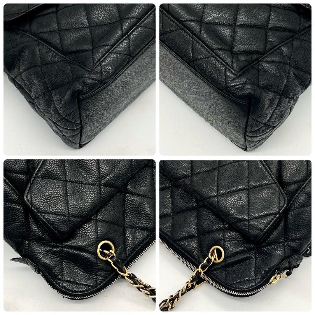 シャネル マトラッセ キャビアスキン ターンロック チェーンショルダー ブラック