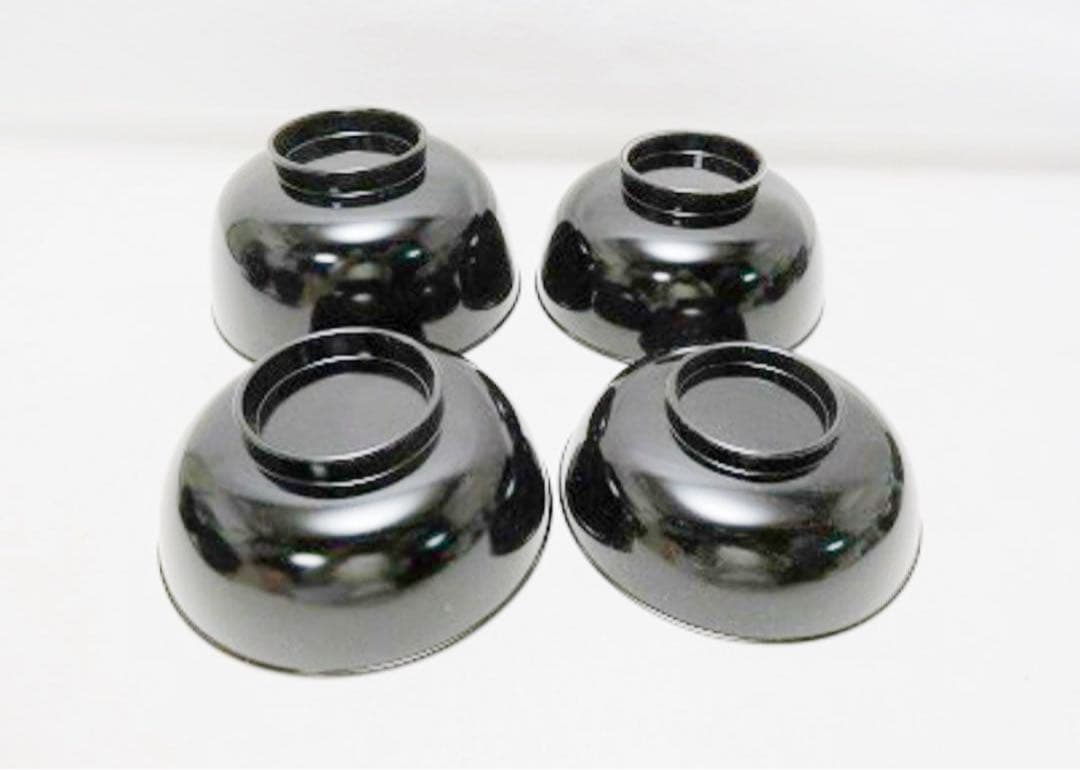 未使用 懐石道具 黒塗 四つ椀 小丸椀 5客揃 元箱