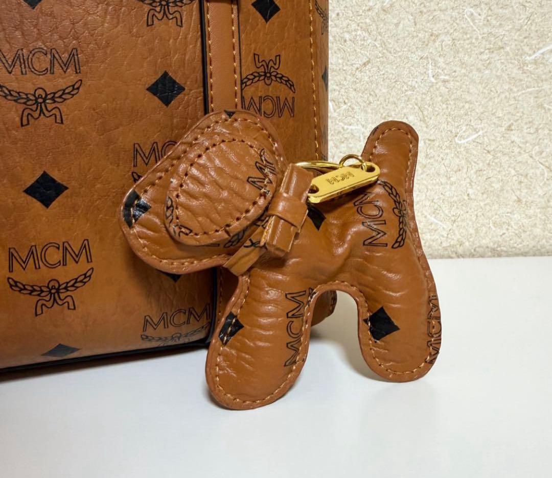 モノグラム　レザーハンドバッグ　キャラメルブラウン　ドッグチャーム付き　希少レア