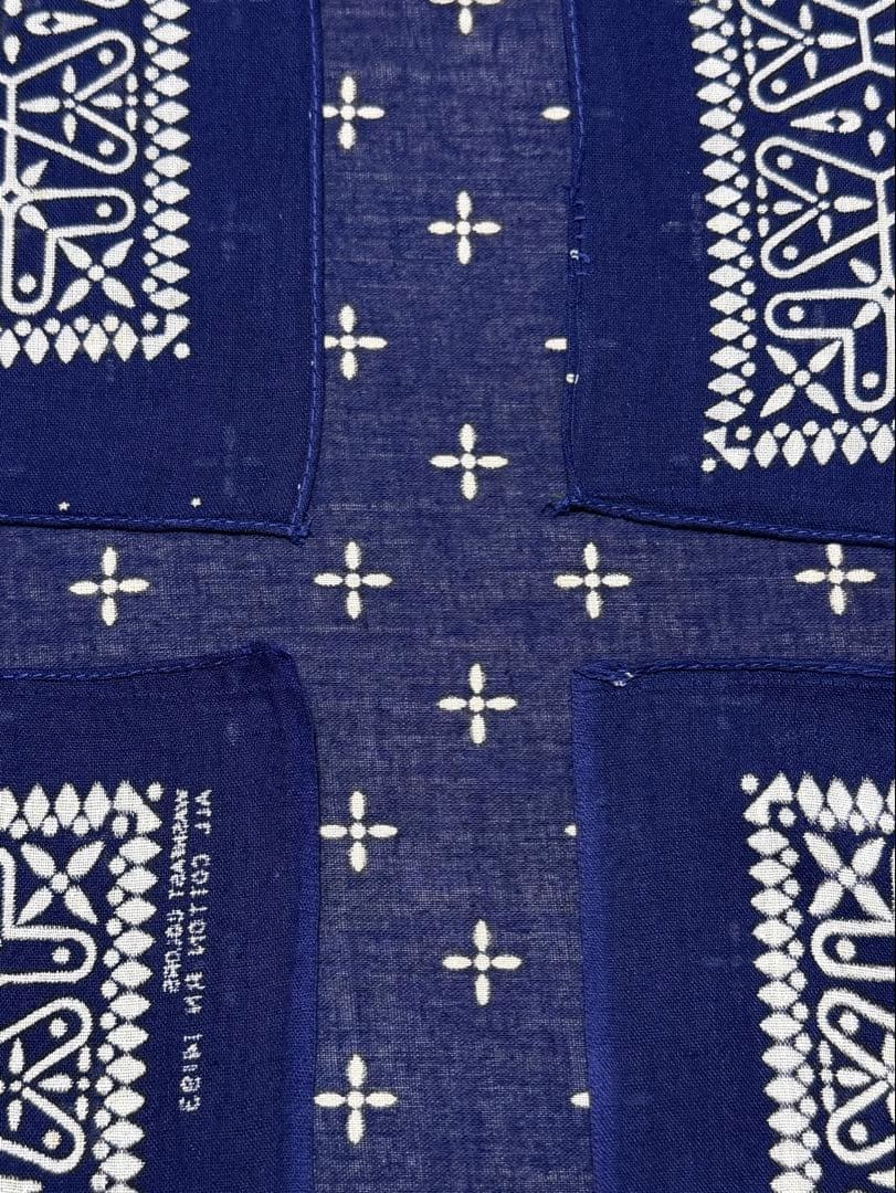 クロス柄 オリジナル ネイビー 紺 RN14193 ビンテージバンダナ 1606