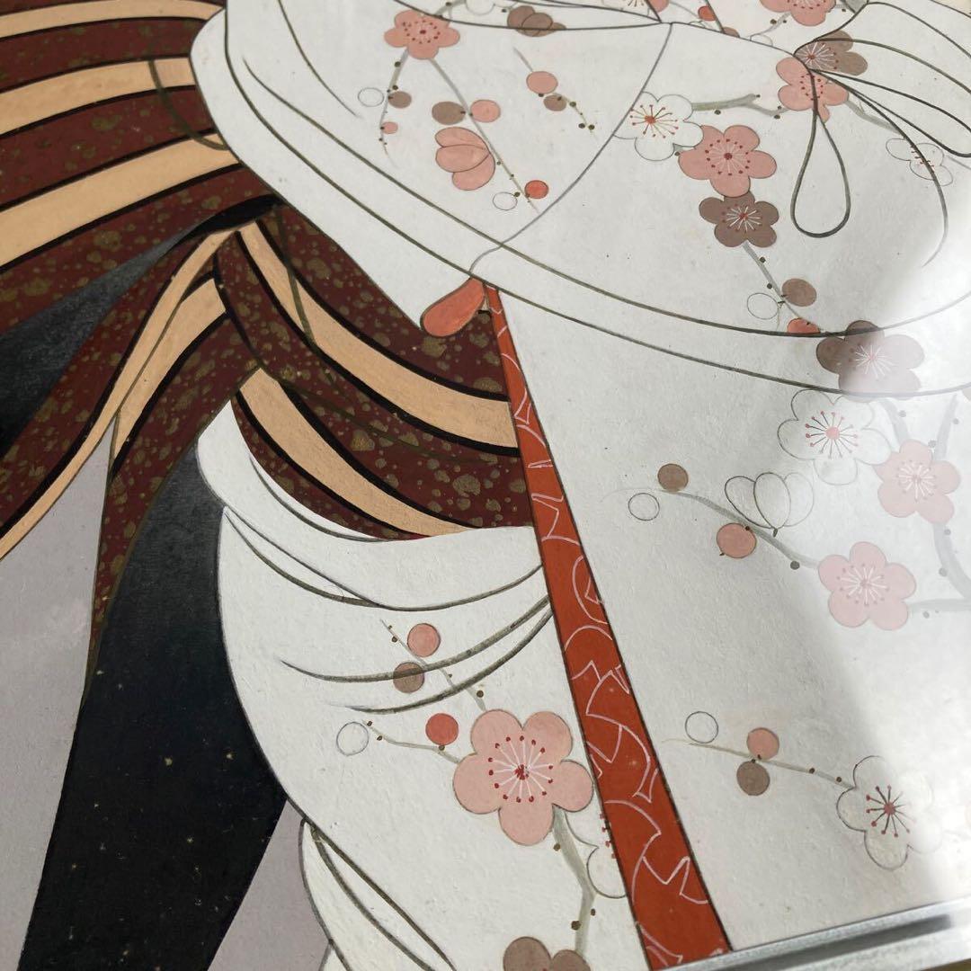 古画 直木孝太郎 「惜春」12号 着物 美人画 透明アクリル 日本画