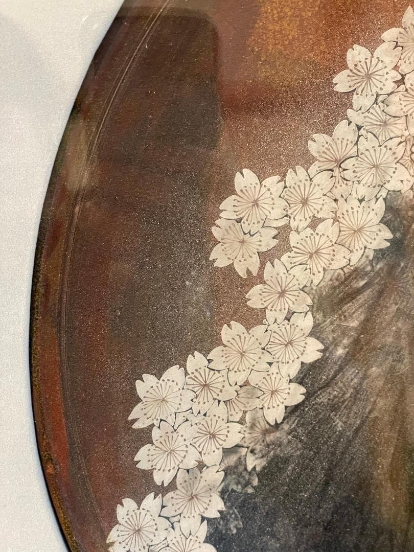 九谷焼　谷敷正人作　陶額雪月花『花』飾絵皿　飾皿　陶板画　額装