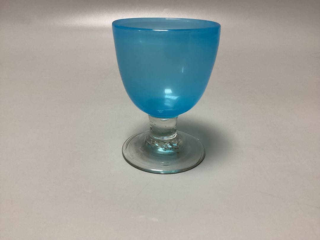 すみれ　青ガラス　なつめ形　ウランガラス　氷コップ　(検) 和ガラス