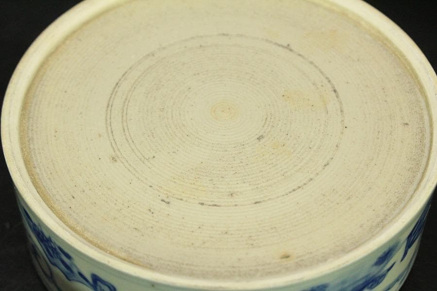 中国美術 青花 人物画 丸段重(LC827)