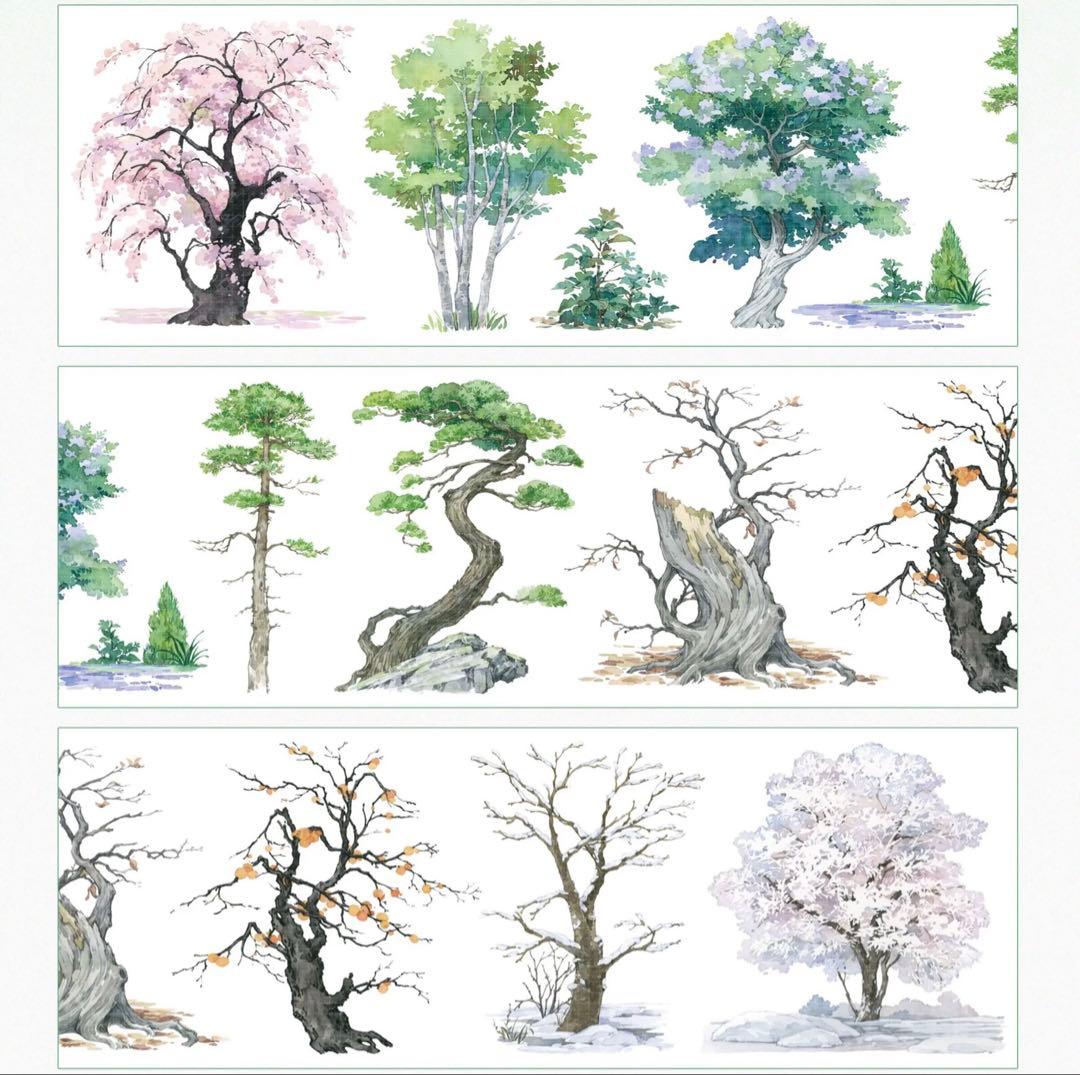 【8310】海外　マステ　5m巻売り　PETマスキングテープ　木