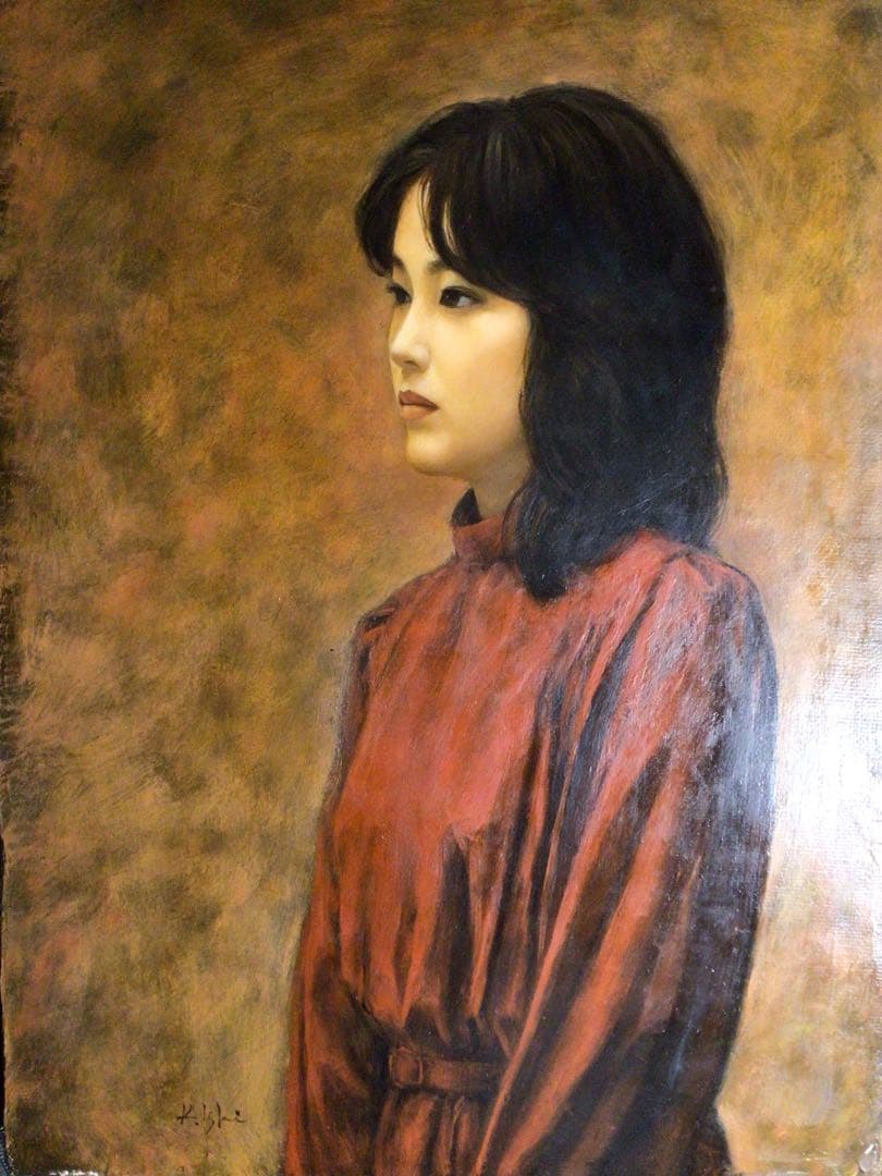 ◉真作保証◉一枚の繪◉洋画家 石村勝宣◉F4油彩 美人画◉リアリズム◉額装◉写実