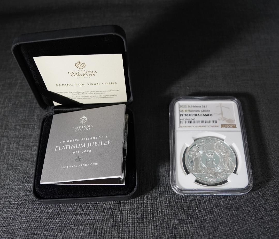 2022 プラチナジュビリー 銀貨 NGC 最高鑑定 エリザベス セントヘレナ