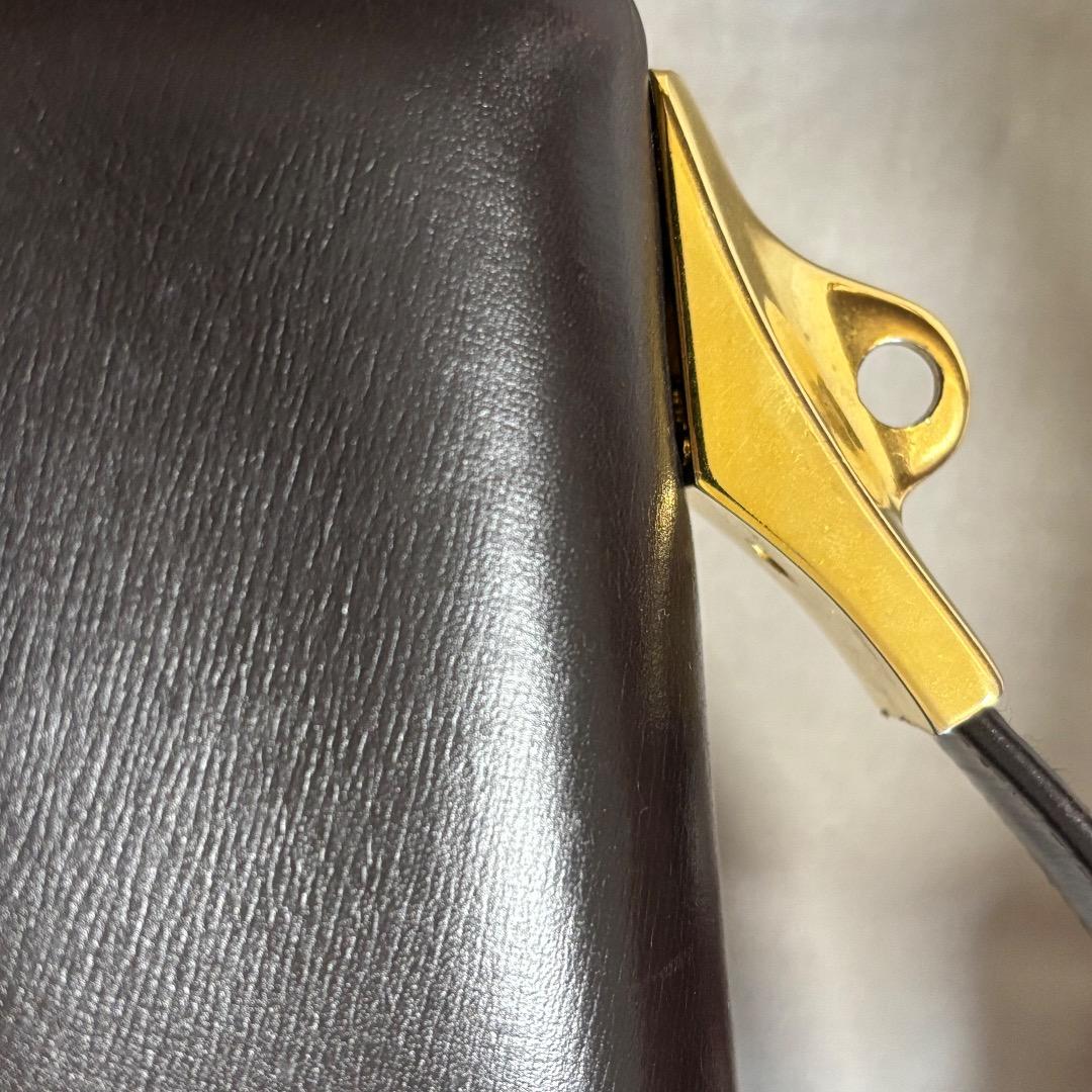 DIor ディオール ダークブラウン レザー ハンドバッグ