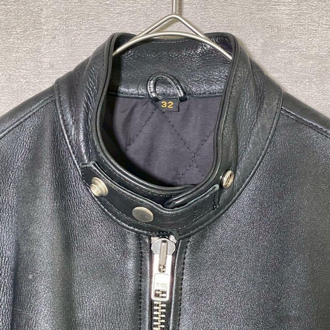 FREEDOM　牛革　シングルライダースジャケット　黒　サイズ32(S-SS)