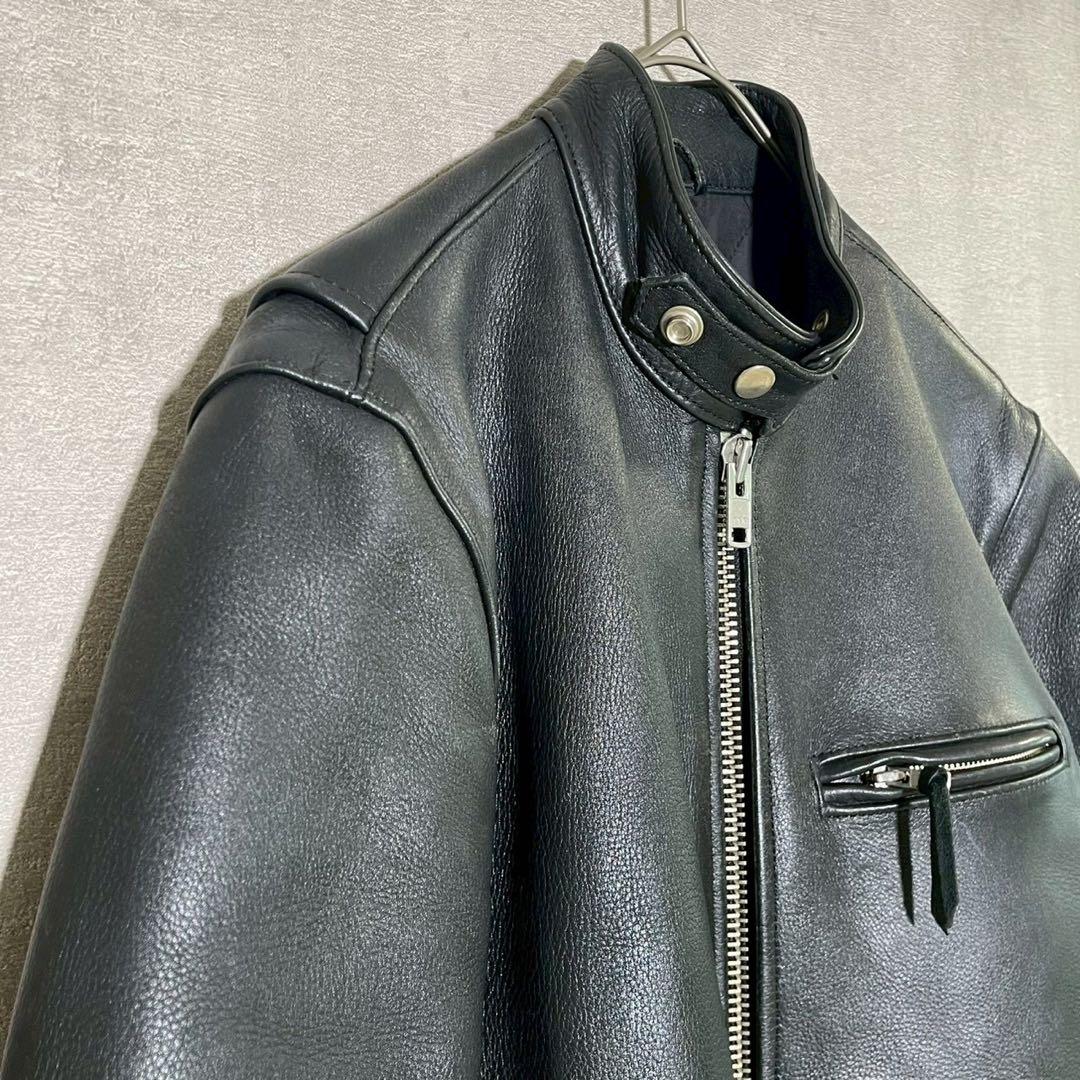 FREEDOM　牛革　シングルライダースジャケット　黒　サイズ32(S-SS)