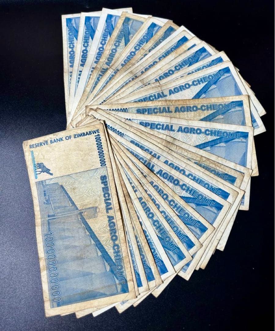 ジンバブエドル　アグロチェック　1000億ドル　２０枚