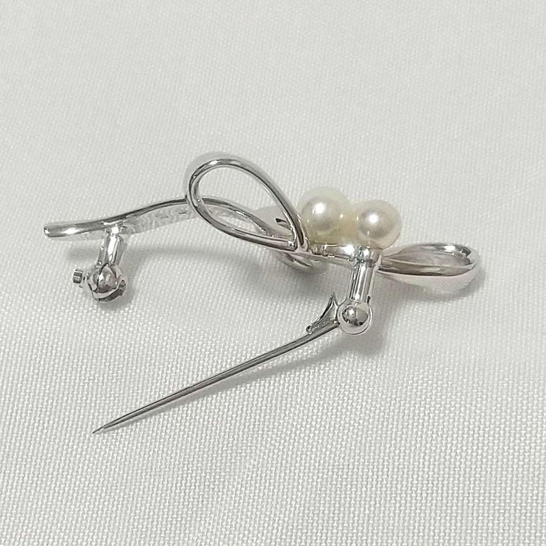 MIKIMOTO ミキモトリボンブローチパール３粒シルバーSV皇室御用達ブランド