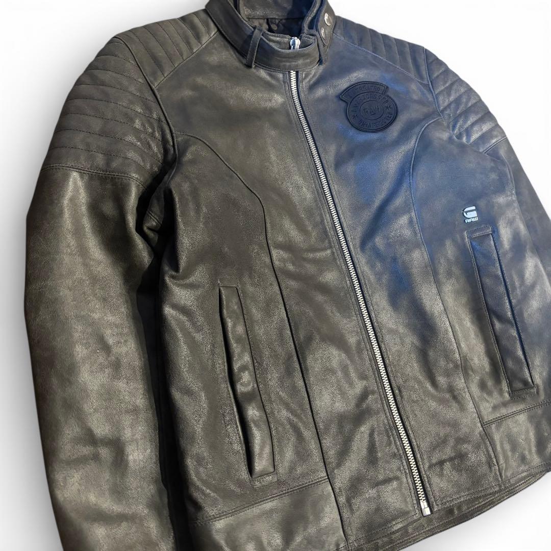 G-STAR RAW ジースター ロウ レザー シングルライダース キルティング
