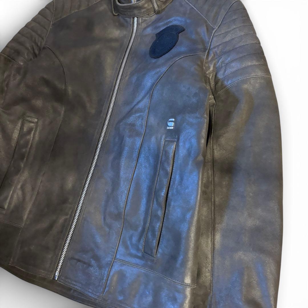 G-STAR RAW ジースター ロウ レザー シングルライダース キルティング