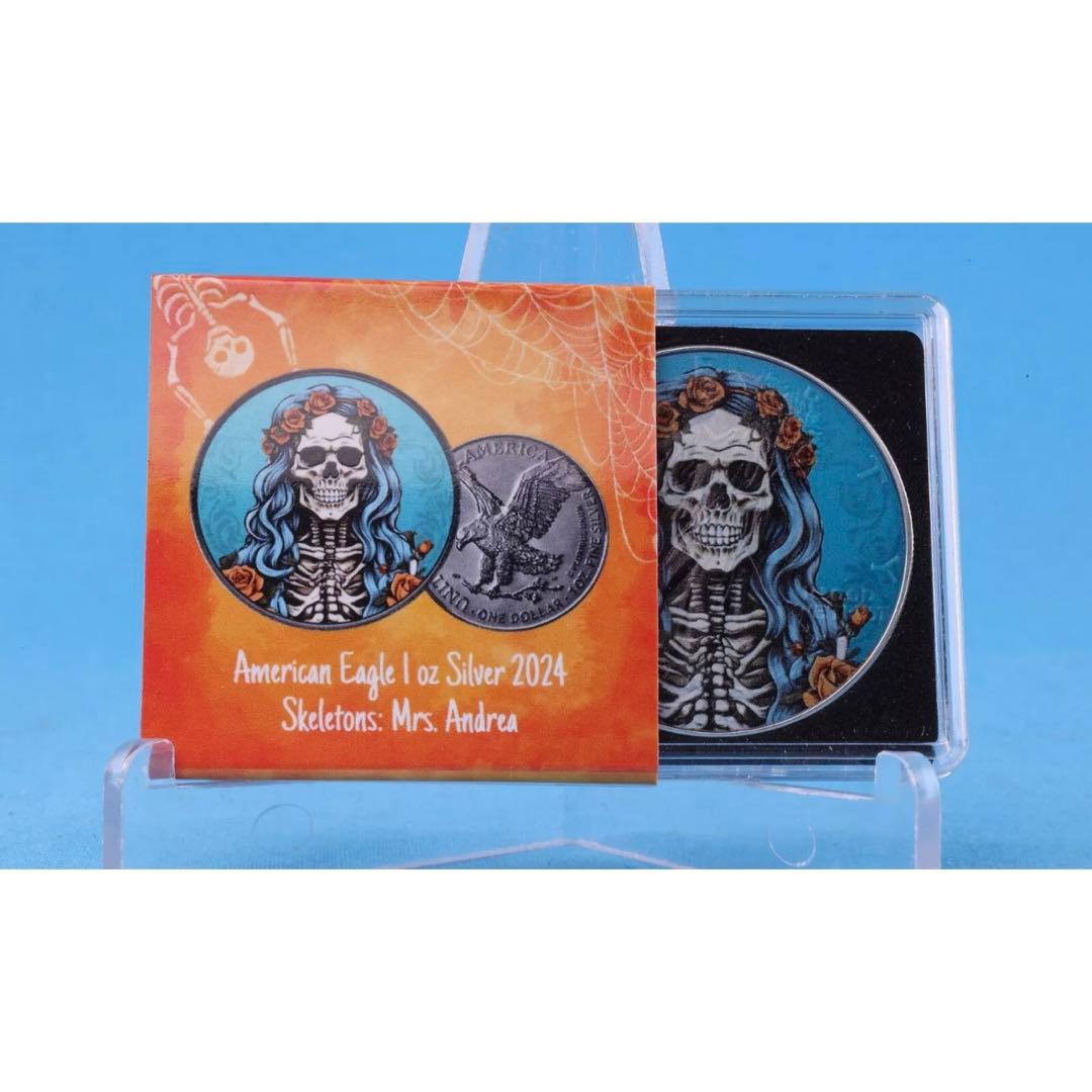 【200枚限定】アメリカ イーグル銀貨 カラーアンティーク仕上げ 女性スケルトン