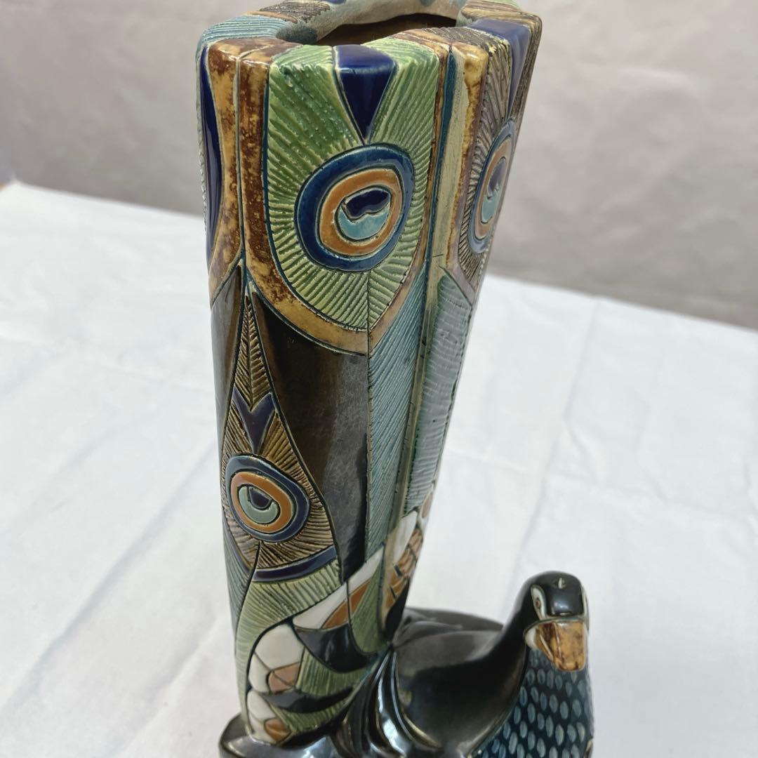アーテサニアリンコナダ 孔雀 クジャク 装飾花瓶 オブジェ 置物 アールデコ