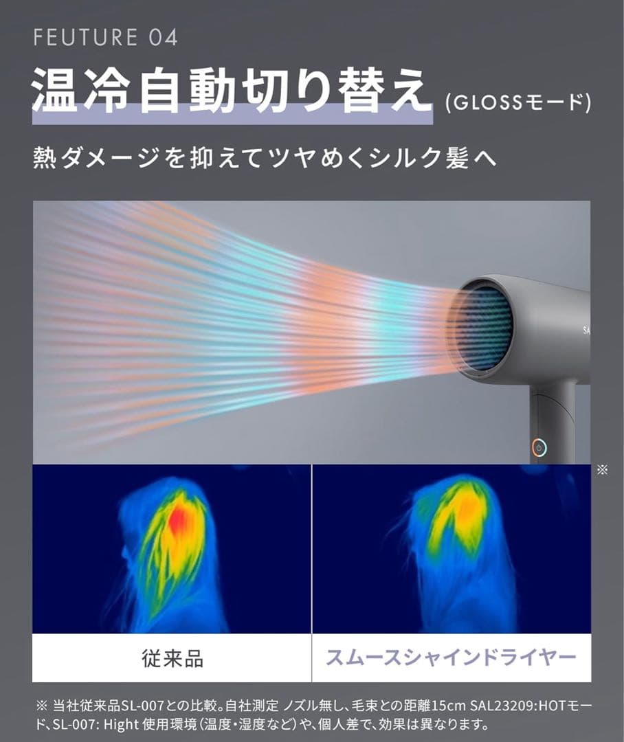 新品未開封　SALONIA スムースシャインドライヤー グレー　上位モデル