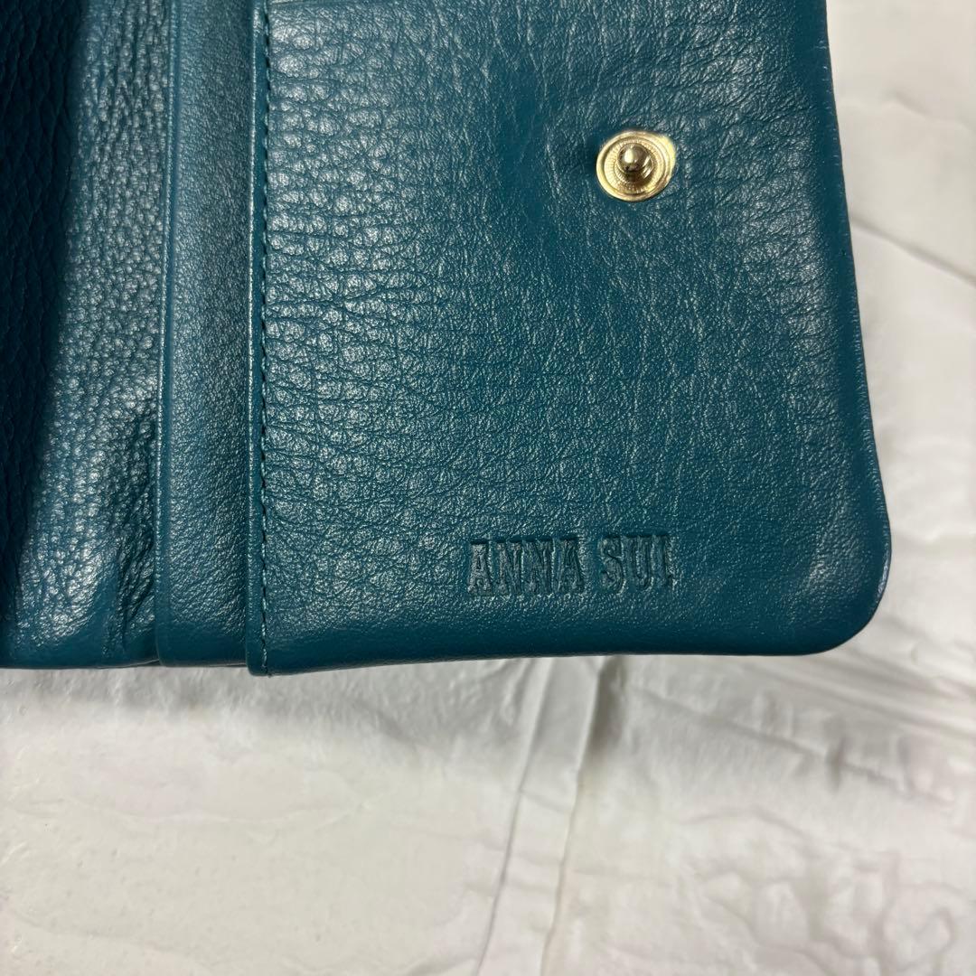 ANNA SUI プレイングキャット がま口二つ折り財布　猫 ターコイズ