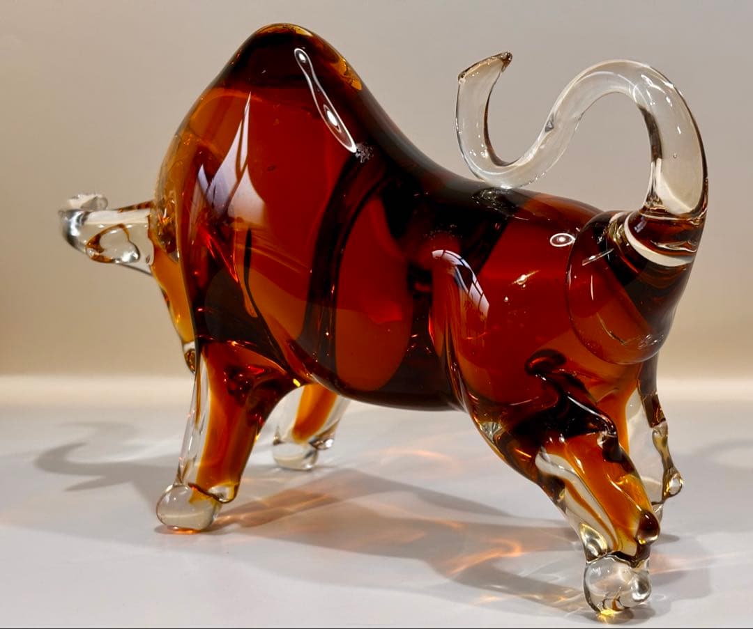 ガラス製 闘牛オブジェ インテリア