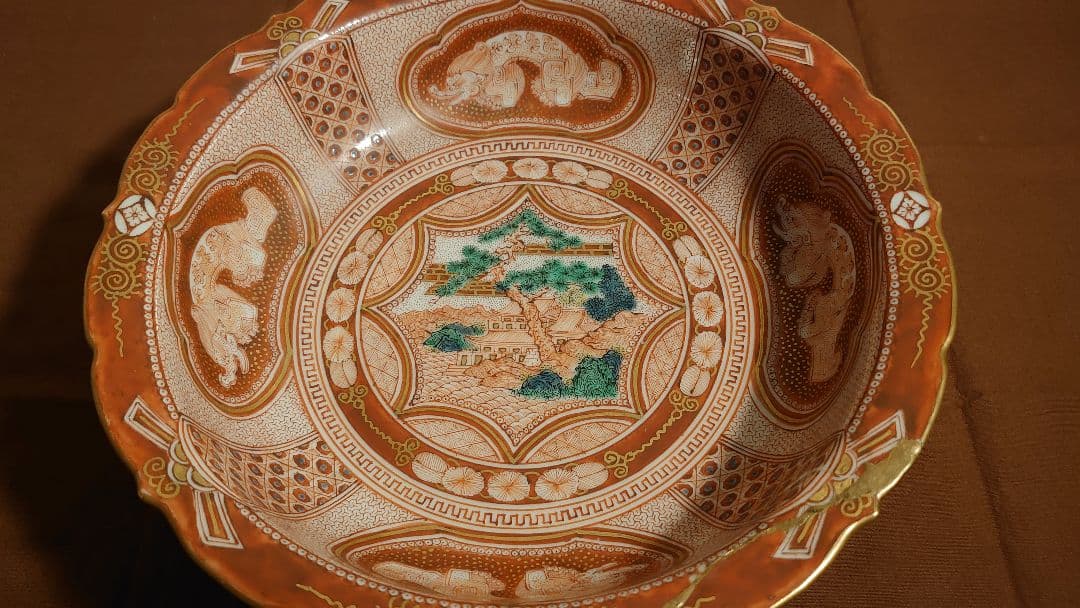 古九谷　九谷焼　赤絵　飯田屋　宮本窯　龍の図　浅井一毫　山田久録　１客