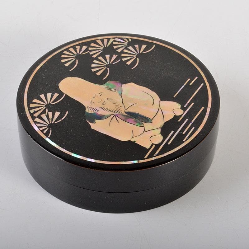 茶道具　清陽造　螺鈿装飾　寿老人貝入　香合　共箱　V　6244