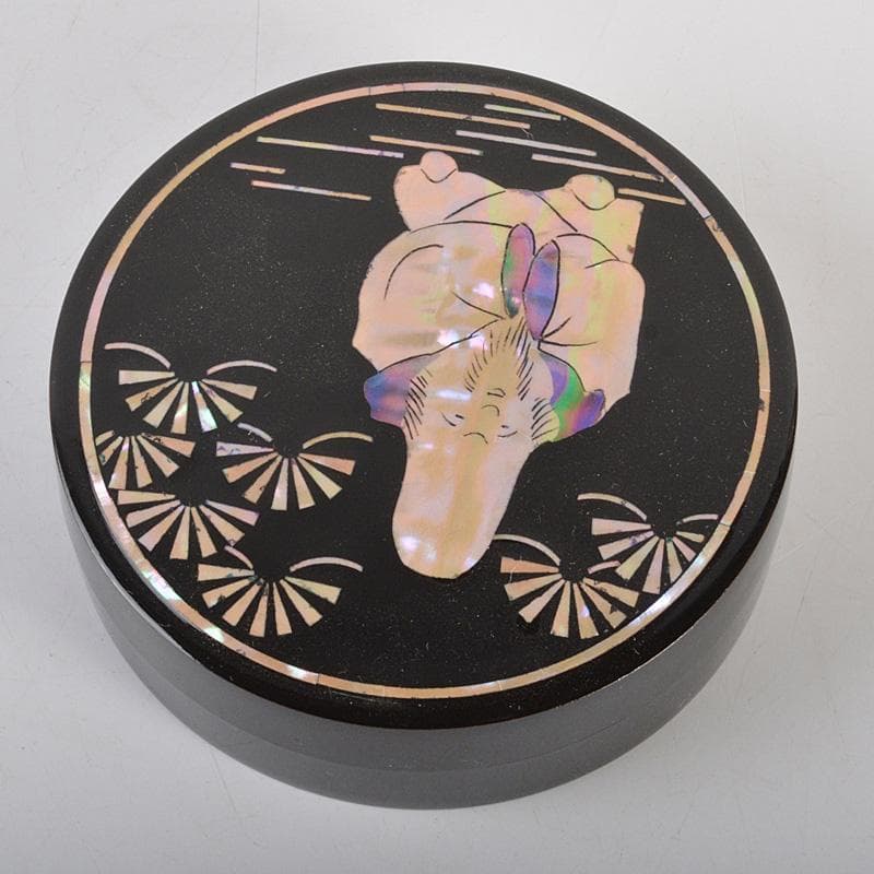 茶道具　清陽造　螺鈿装飾　寿老人貝入　香合　共箱　V　6244