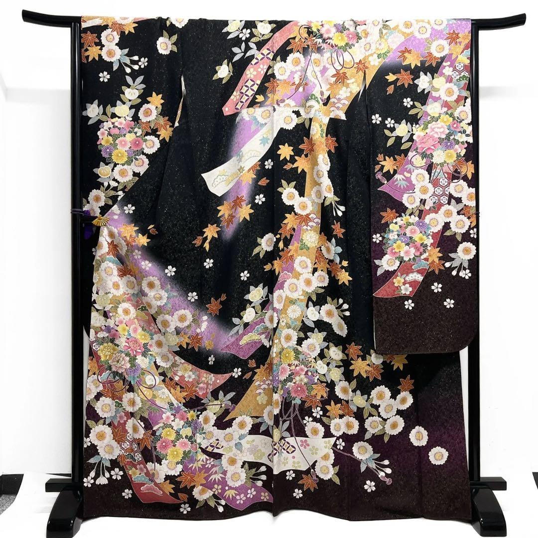 振袖　金駒刺繍　金通し　金彩　熨斗　八重桜　牡丹　成人式　着物　101b d