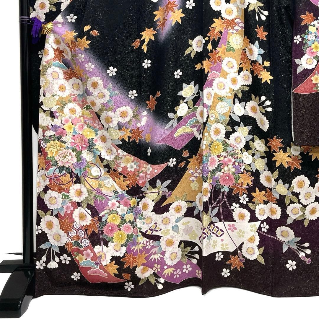 振袖　金駒刺繍　金通し　金彩　熨斗　八重桜　牡丹　成人式　着物　101b d