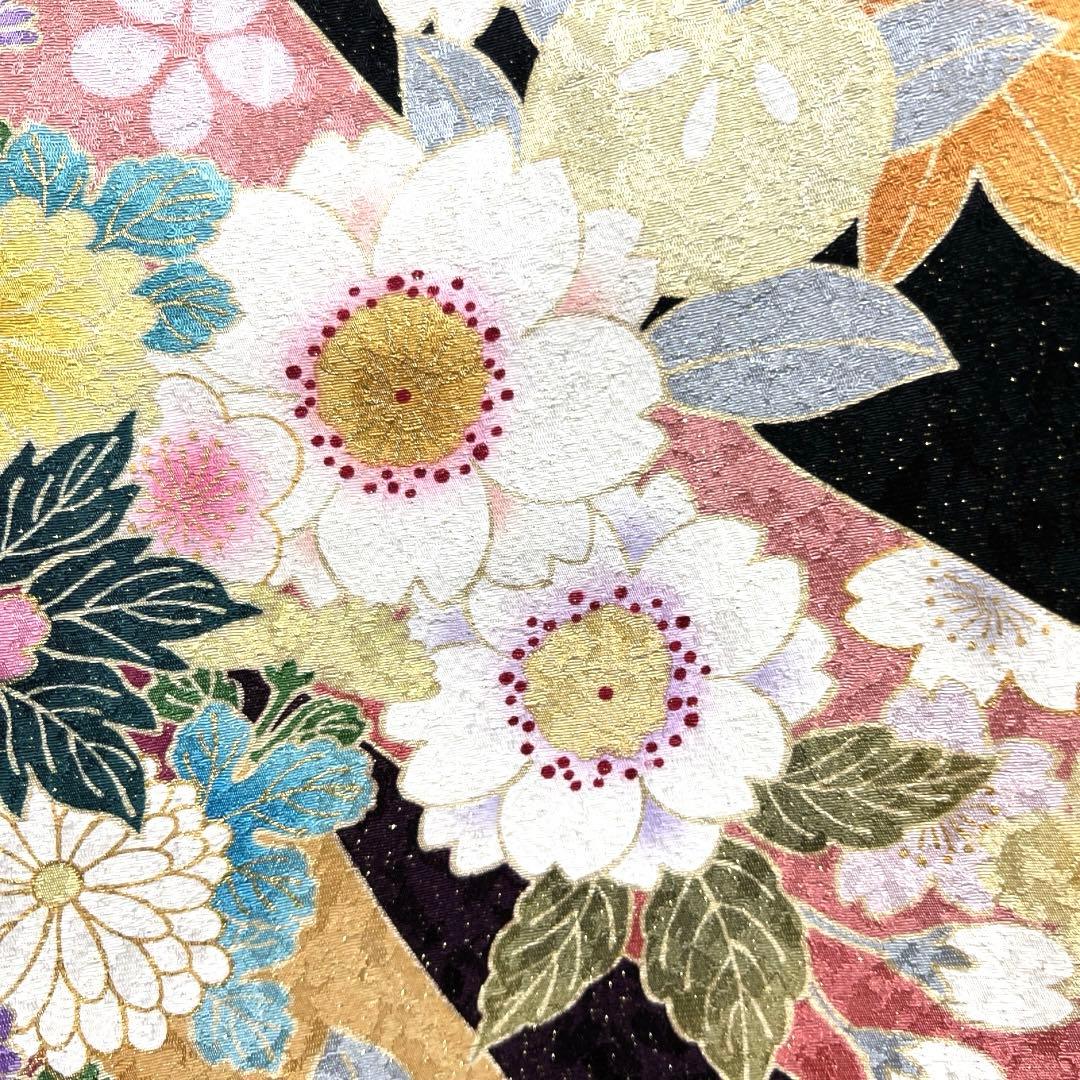 振袖　金駒刺繍　金通し　金彩　熨斗　八重桜　牡丹　成人式　着物　101b d