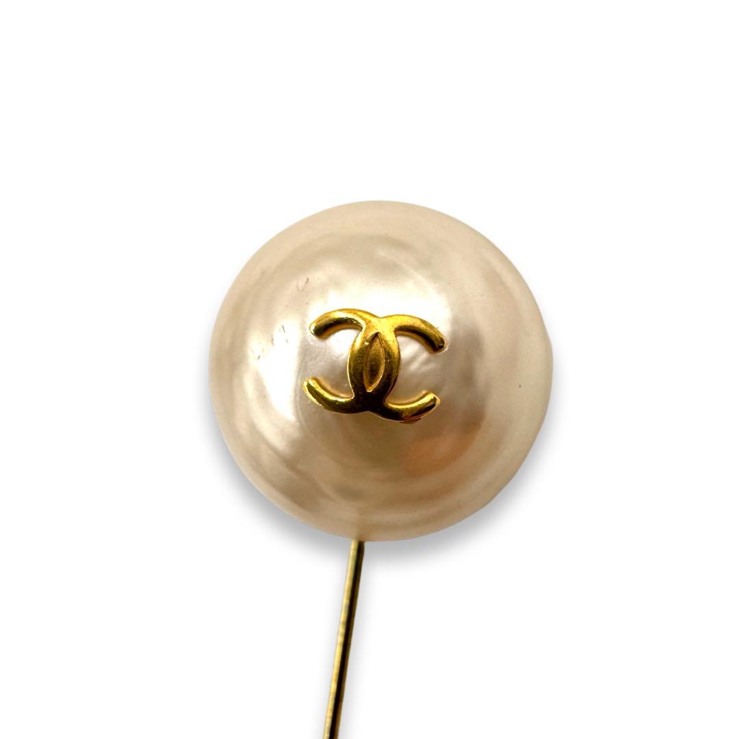 極美✨　シャネル　ピンブローチ　正規品　ココマーク　フェイクパール　ビンテージ