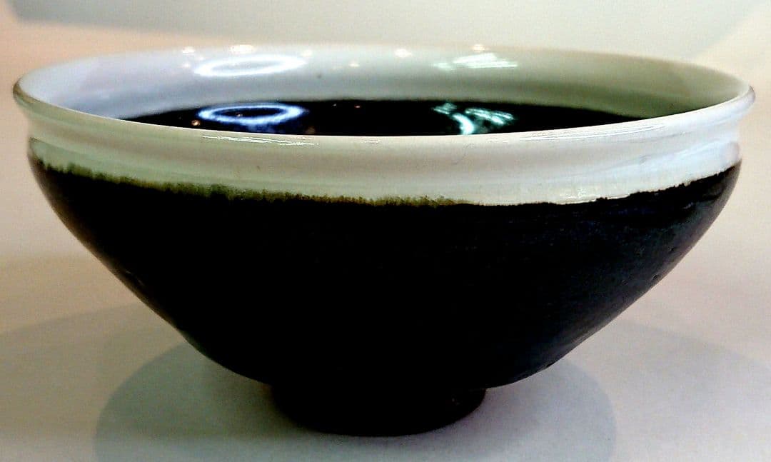 【茶道具】久保宋久作 白覆輪 油滴天目茶碗