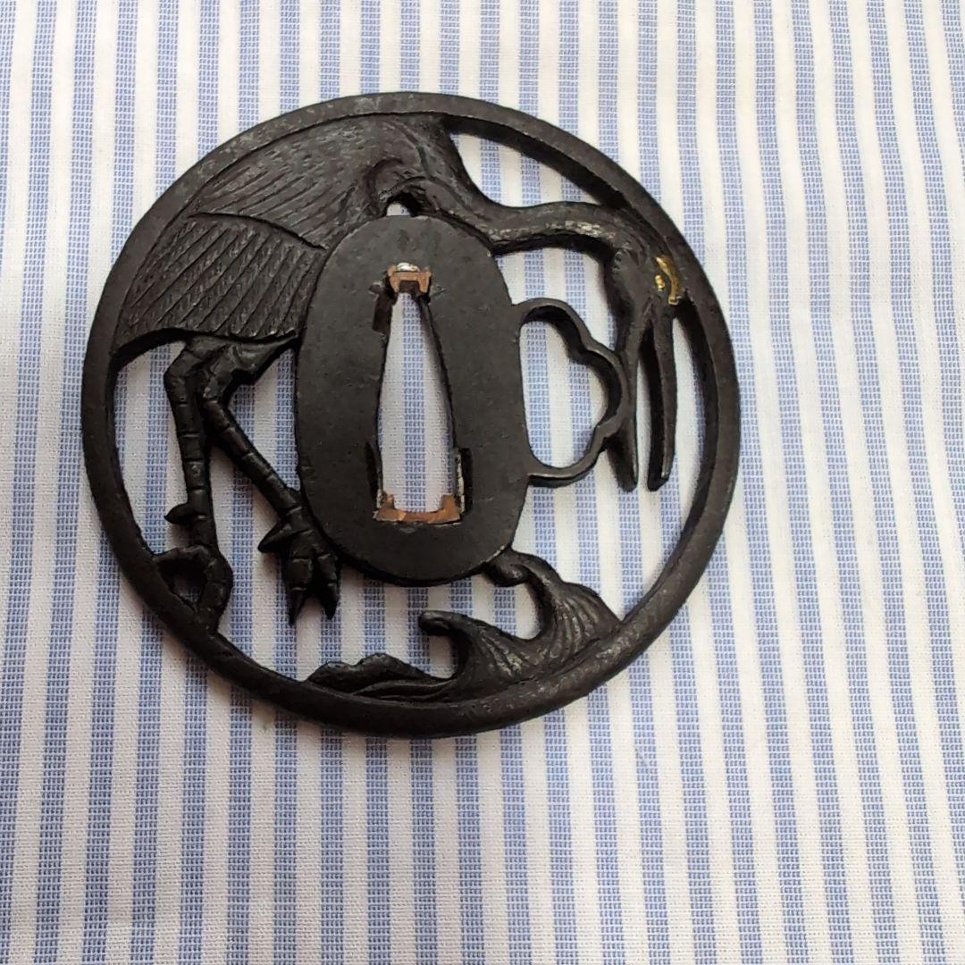 波間の鶴の図柄 鉄製鍔