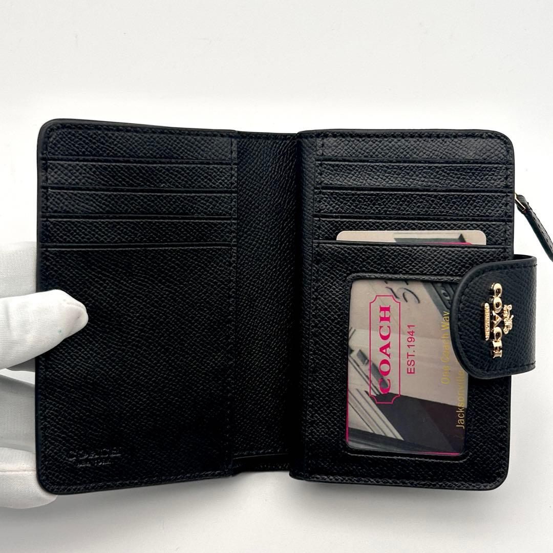 ✨極美品✨ COACH コーチ 二つ折り財布 ブラック レザー