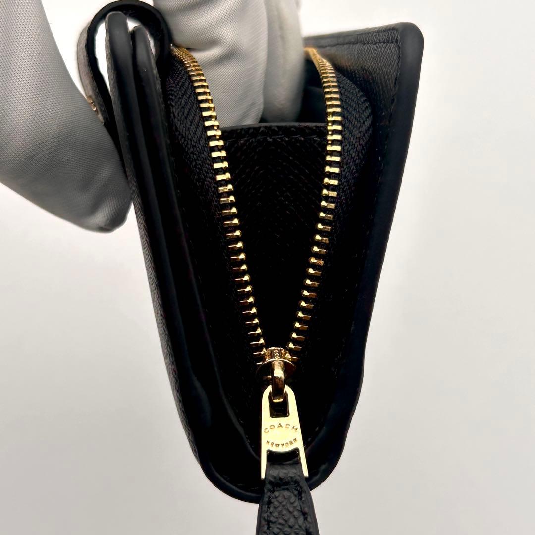 ✨極美品✨ COACH コーチ 二つ折り財布 ブラック レザー