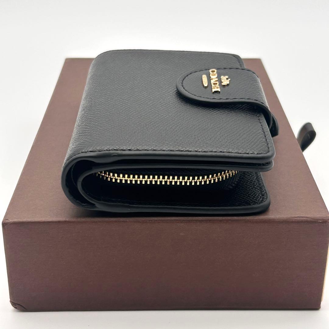 ✨極美品✨ COACH コーチ 二つ折り財布 ブラック レザー