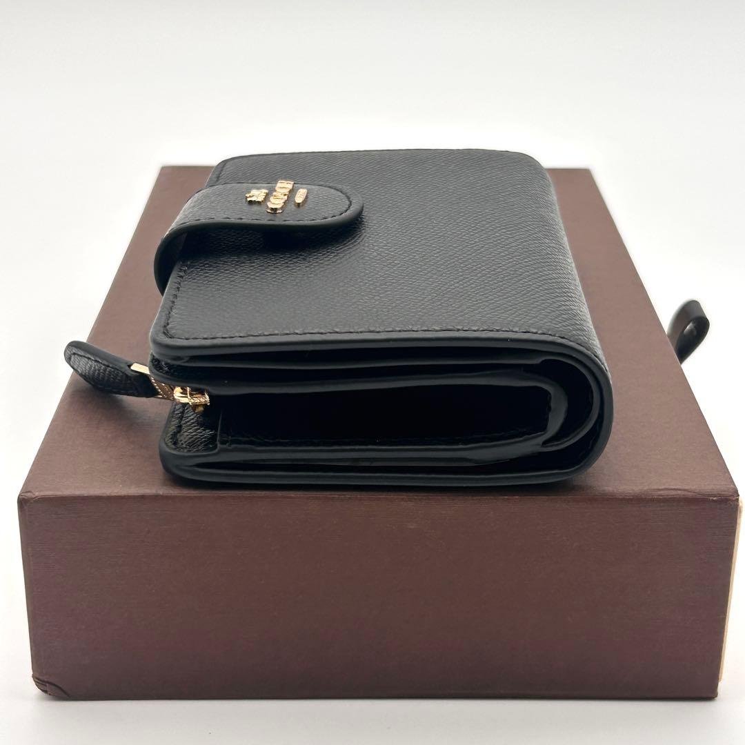 ✨極美品✨ COACH コーチ 二つ折り財布 ブラック レザー