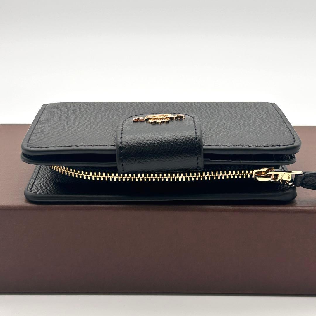 ✨極美品✨ COACH コーチ 二つ折り財布 ブラック レザー