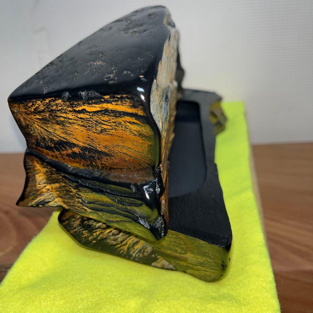 ⭕️龍渓硯　日本工芸会正会員　翠川希石(袈裟美) 共石蓋付き天然硯　5Ｋg超