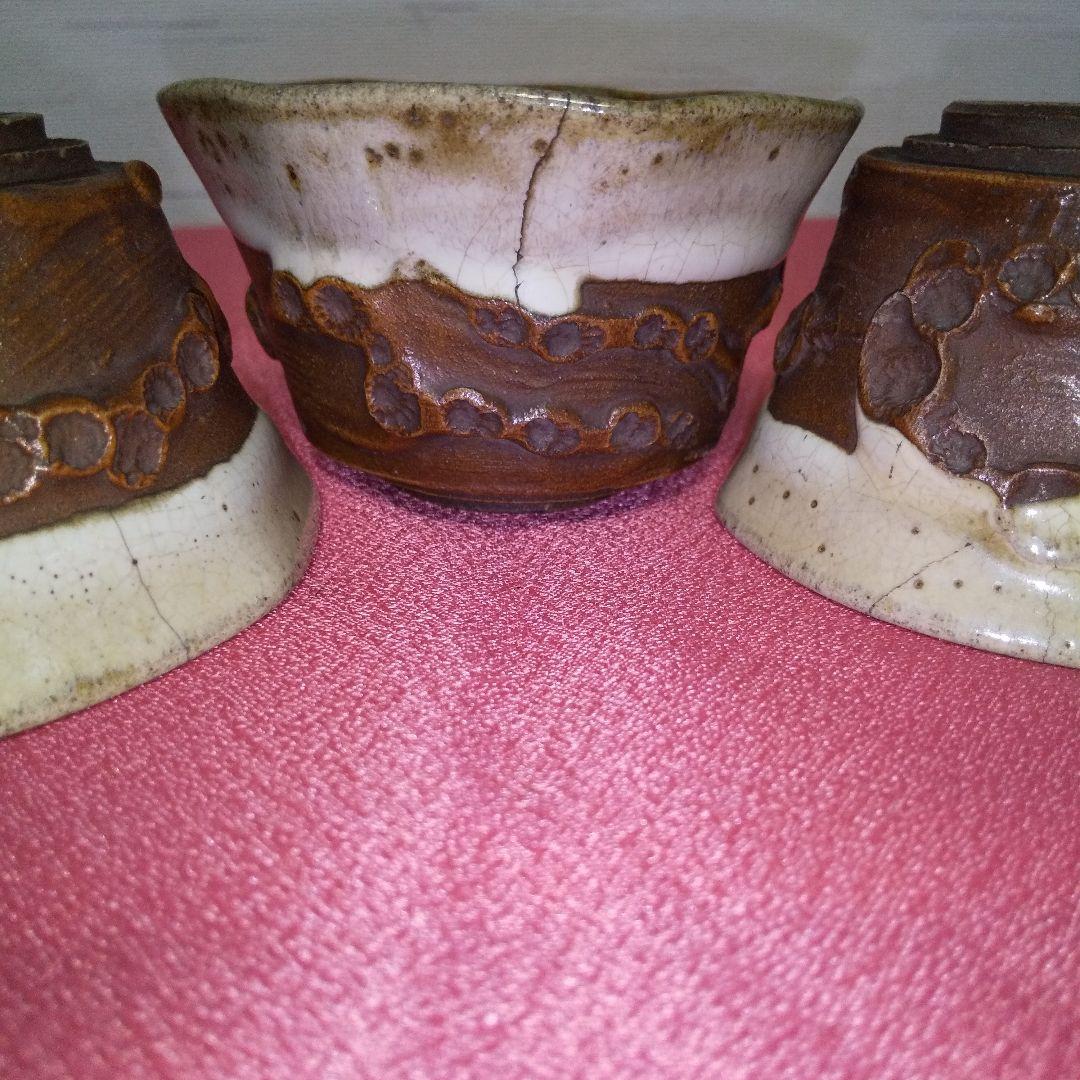 茶器揃い ①急須 ②湯冷まし ③湯呑み茶碗 「金彩・走り駒（左馬）・貫入」