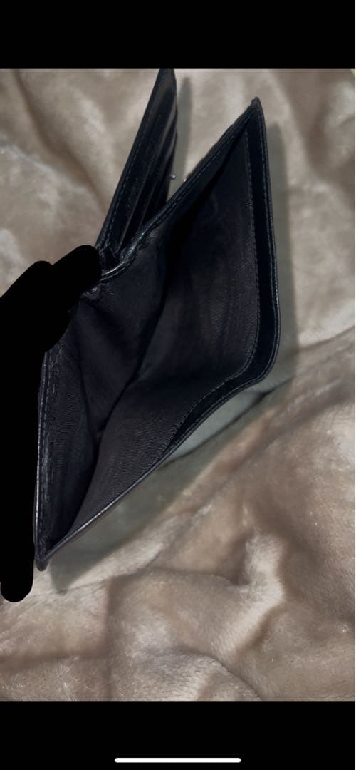 【美品✨】プラダ 二つ折り財布 サファイアーノ ブラック 三角ロゴ