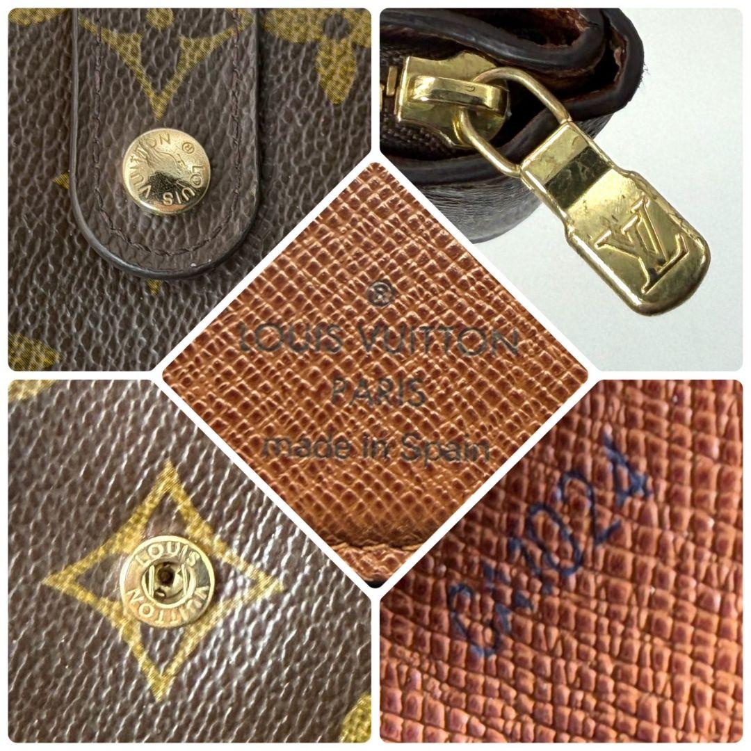 良品. ルイヴィトン モノグラム コンパクトジップ 財布 二つ折り ラウンド 茶