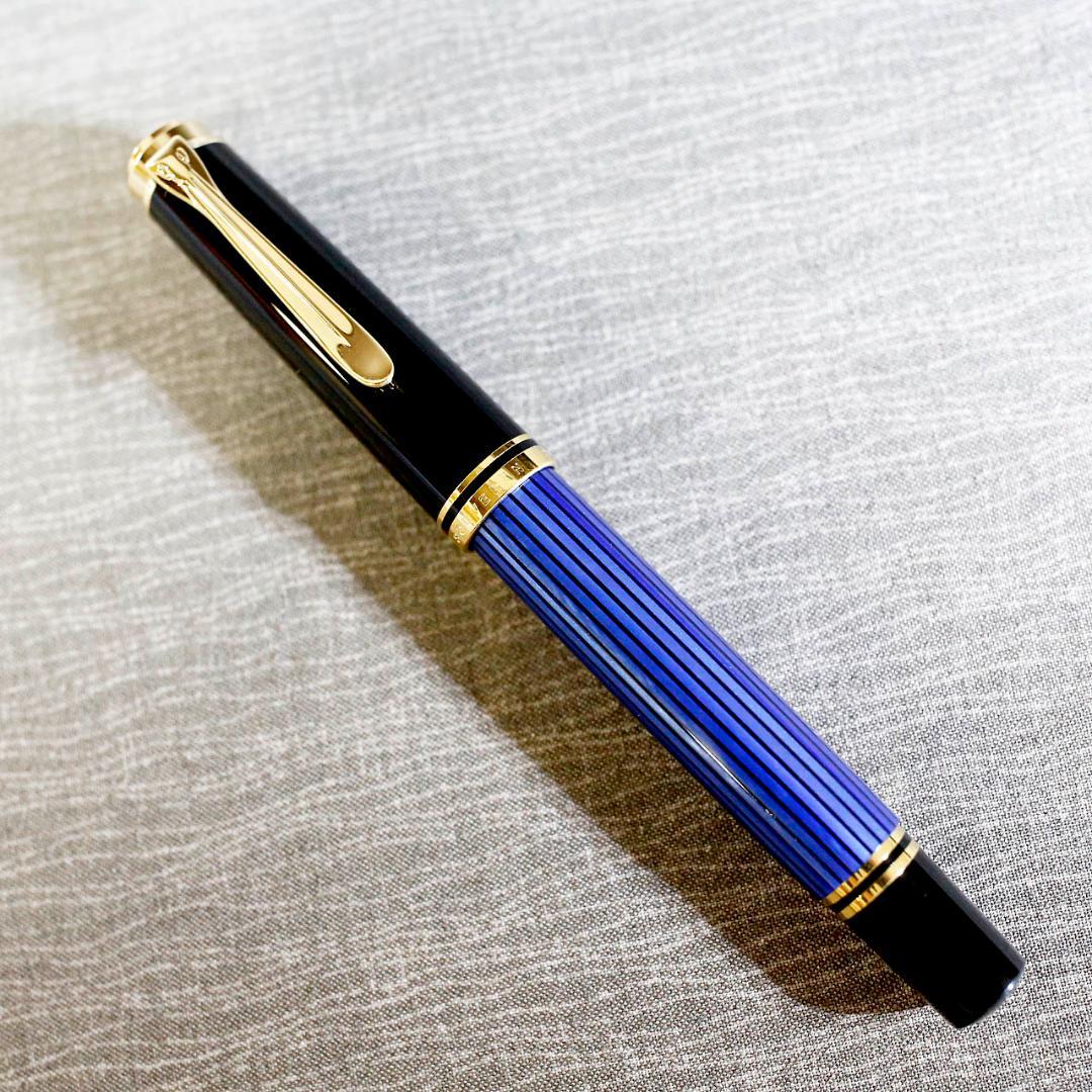 【極美品 送料込み】ペリカン 万年筆 スーベレーン 青縞 Ｍ４００