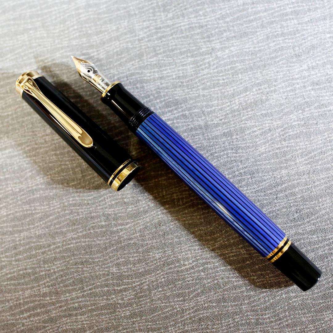 【極美品 送料込み】ペリカン 万年筆 スーベレーン 青縞 Ｍ４００