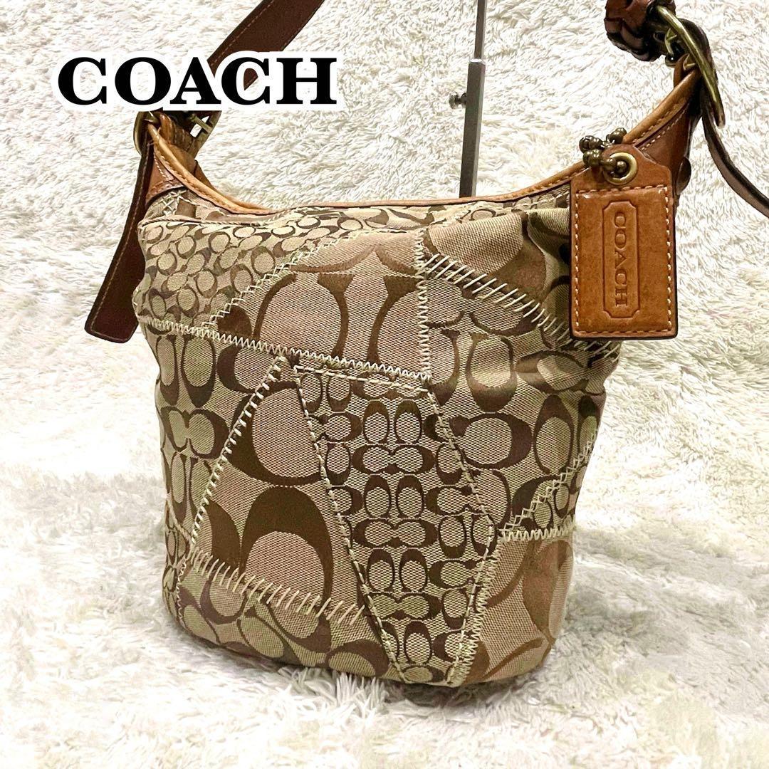 ✨希少 コーチ バケツ型 ワンショルダーバッグ パッチワーク シグネチャー 美品