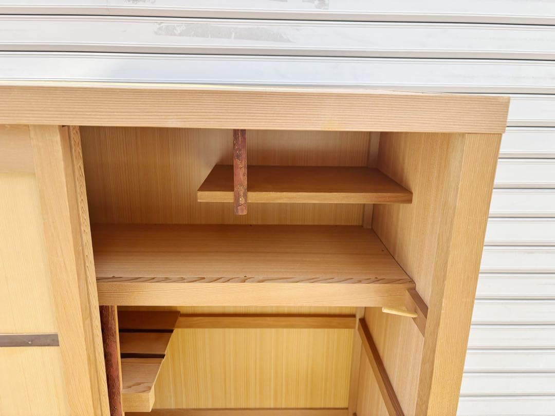 美品 茶道具 水屋道具 国産杉 網代扉 置水屋 道具棚 茶器収納 水屋箪笥茶棚