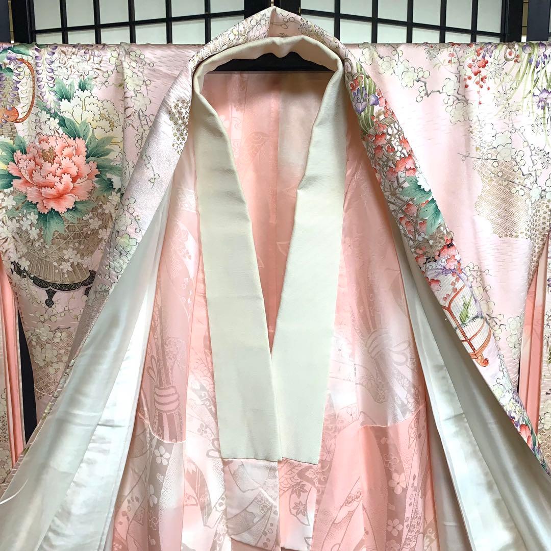 春*野様 【極美品】振袖　６点セット　三越謹製　吉祥文様　藤　花車　身丈167.